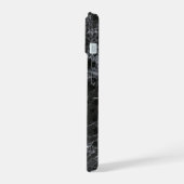 Zwarte marmer textuur iPhone 15 case (Linkerkant)