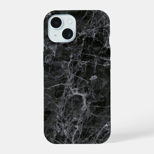 Zwarte marmer textuur iPhone 15 case (Achterkant)
