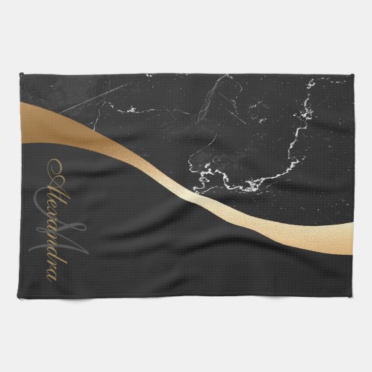 Zwarte marmer theedoek (Horizontaal)