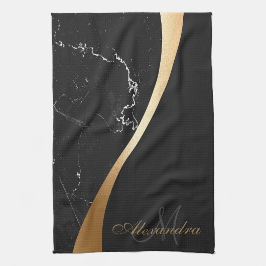 Zwarte marmer theedoek (Verticaal)