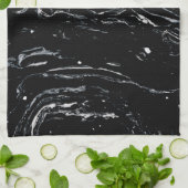 Zwarte marmer theedoek (Gevouwen)