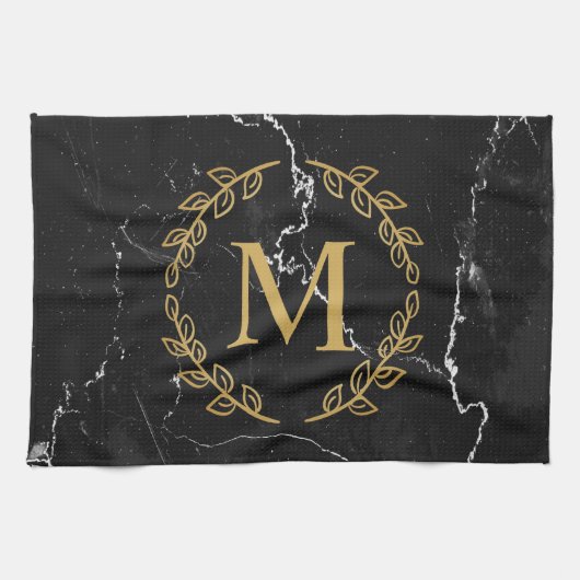 Zwarte marmer theedoek (Horizontaal)