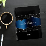 Zwarte marmer van marmer 2023 planner<br><div class="desc">Zwart,  marmer blauw en faux zilver,  grijs,  marmer steen afdrukken als achtergrond. Personaliseer en voeg jouw naam en een jaar toe. De naam wordt geschreven met een modern handgeschreven stijlmanuscript met letters.</div>