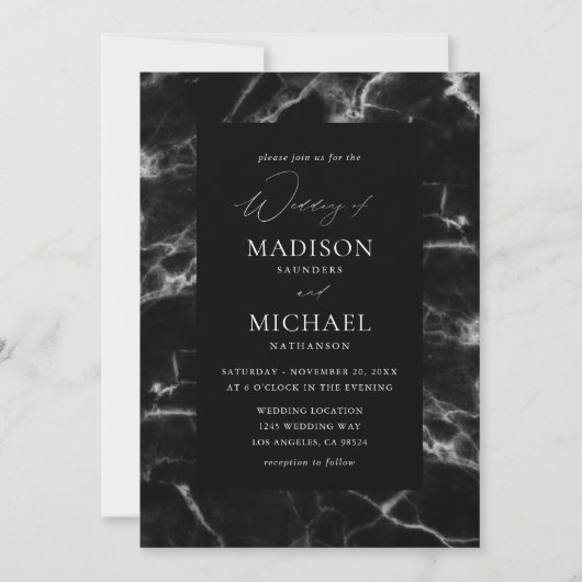 Zwarte marmer Wedding 2 Kaart (Voorkant)