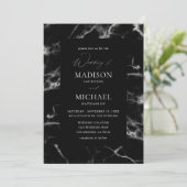 Zwarte marmer Wedding 2 Kaart (Staand voorkant)