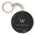 Zwarte Marmer Witte Monogram Initiaal & Naam Elega