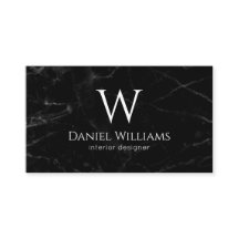 Zwarte Marmer Witte Monogram Moderne Elegant
