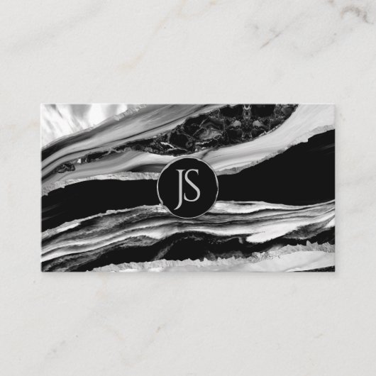 Zwarte marmer, zilver en moeder van Pearl Visitekaartje (Voorkant)