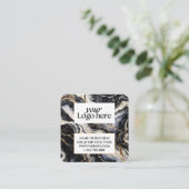  Zwarte marmeren aangepaste logo en QR-code  Vierkante Visitekaartje (Staand voorkant)