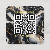  Zwarte marmeren aangepaste logo en QR-code  Vierkante Visitekaartje (Achterkant)