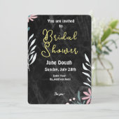 Zwarte Marmeren Achtergrond Minimalistische Bruids Kaart (Staand voorkant)