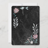 Zwarte Marmeren Achtergrond Minimalistische Bruids Kaart (Achterkant)