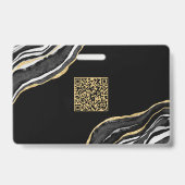 Zwarte Marmeren Agaat Geode QR Code Foto ID Naam Badge (Achterkant)