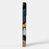 Zwarte marmeren chic gouden glitter monogram Case-Mate iPhone case (Achterkant / Rechts)