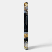 Zwarte marmeren chic gouden glitter monogram Case-Mate iPhone case (Achterkant / Links)