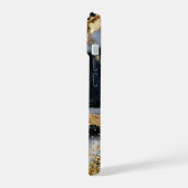 Zwarte marmeren chique gouden glitters monogram iPhone 15 case (Linkerkant)