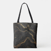 Zwarte marmeren gouden aders Luxe abstract Tote Bag (Achterkant)