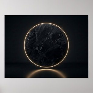 Zwarte marmeren gouden halo minimalistische canvas poster