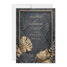 Zwarte Marmeren Gouden Monstera Tropische Moderne 