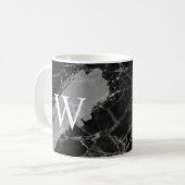 Zwarte Marmeren Initiële Monogram Koffiemok (Voorkant links)