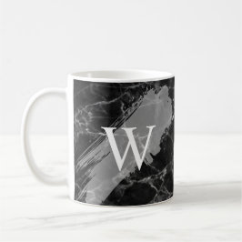 Zwarte Marmeren Initiële Monogram Koffiemok