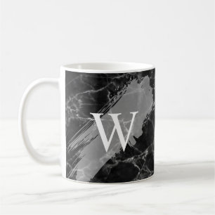 Zwarte Marmeren Initiële Monogram Koffiemok