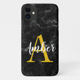 Zwarte marmeren iPhone/Samsung-hoes met initiële l Case-Mate iPhone Case