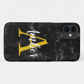 Zwarte marmeren iPhone/Samsung-hoes met initiële l Case-Mate iPhone Case (Achterkant (horizontaal))