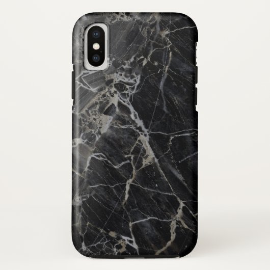 Zwarte Marmeren iPhone X Hoezen (Achterkant)