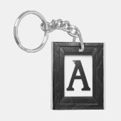 🖤 Zwarte Marmeren Letter A Initiaal Design 🖤 Sleutelhanger (Voorkant Links)