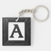 🖤 Zwarte Marmeren Letter A Initiaal Design 🖤 Sleutelhanger (Achterkant)