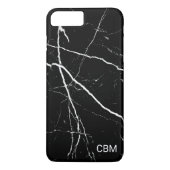 Zwarte Marmeren Monogram Case-Mate iPhone Case (Achterkant)