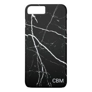 Zwarte Marmeren Monogram iPhone 8/7 Plus Hoesje