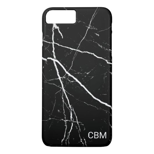 Zwarte Marmeren Monogram Case-Mate iPhone Case (Achterkant)