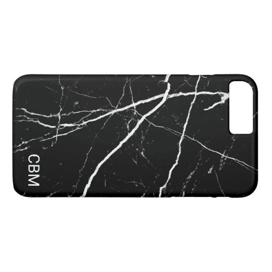 Zwarte Marmeren Monogram Case-Mate iPhone Case (Achterkant (Horizontaal))