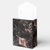 Zwarte Marmeren Roze Gouden Monogram Bedankdoosjes (Geopend)