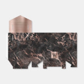 Zwarte Marmeren Roze Gouden Monogram Bedankdoosjes (Uitgevouwen)