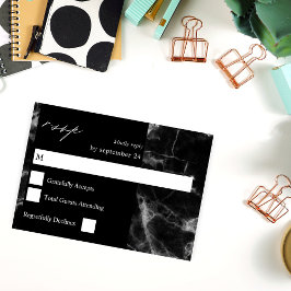 Zwarte Marmeren RSVP-kaart RSVP Kaartje