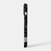 Zwarte marmeren steen textuur & eigen naam iPhone 15 case (Linkerkant)