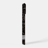 Zwarte marmeren steen textuur & eigen naam iPhone 15 case (Rechterkant)