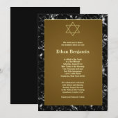 Zwarte marmeren ster van David Bar Mitswa Kaart (Voorkant / Achterkant)