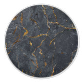 Zwarte marmeren textuur goud accenten keramische knop (Voorkant)