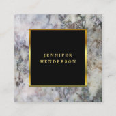 Zwarte marmergoudprofessional vierkante visitekaartje (Voorkant)