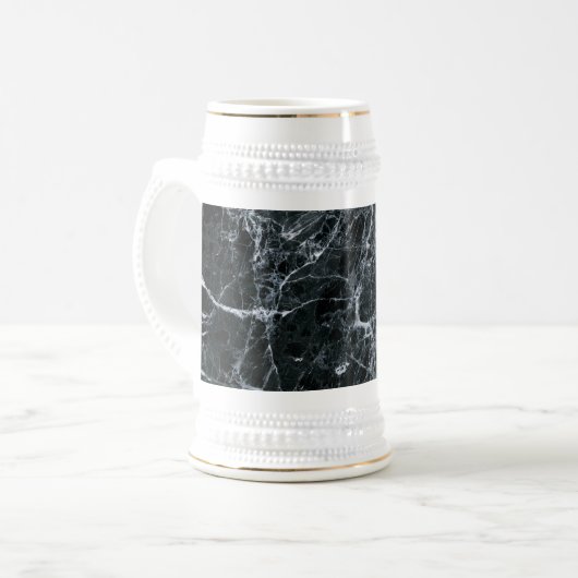 Zwarte marmertextuur bierpul (Voorkant links)