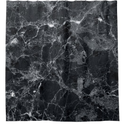 Zwarte marmertextuur douchegordijn (Voorkant)