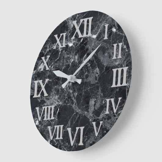 Zwarte marmertextuur grote klok (Hoek)