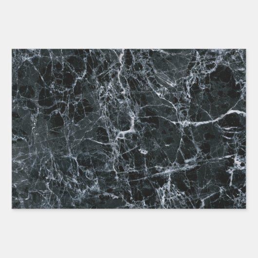 Zwarte marmertextuur inpakpapier vel (Voorkant 3)