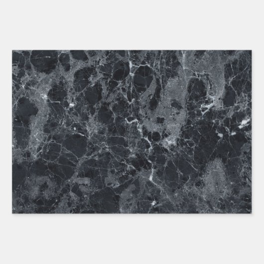 Zwarte marmertextuur inpakpapier vel (Voorkant 2)