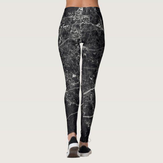 Zwarte marmertextuur leggings (Achterkant)