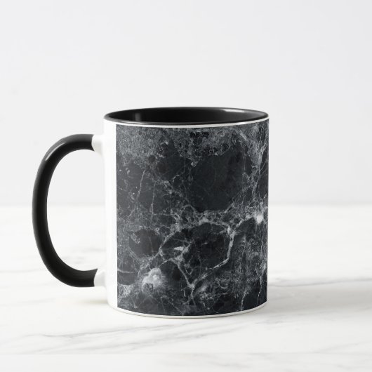 Zwarte marmertextuur mok (Links)